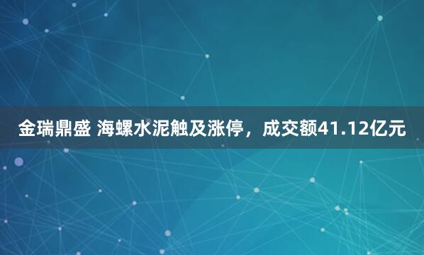 金瑞鼎盛 海螺水泥触及涨停，成交额41.12亿元
